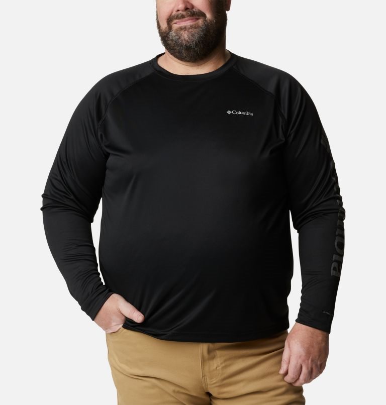 Men\'s Columbia Fork Stream Long Sleeve Sweatshirts Black | Plus Size CA-NC168